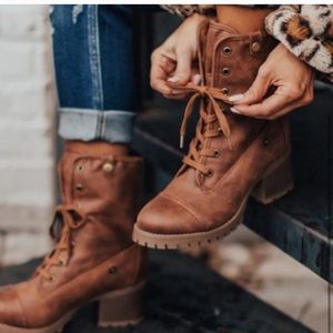 Vegan Leather Lace Up Boots